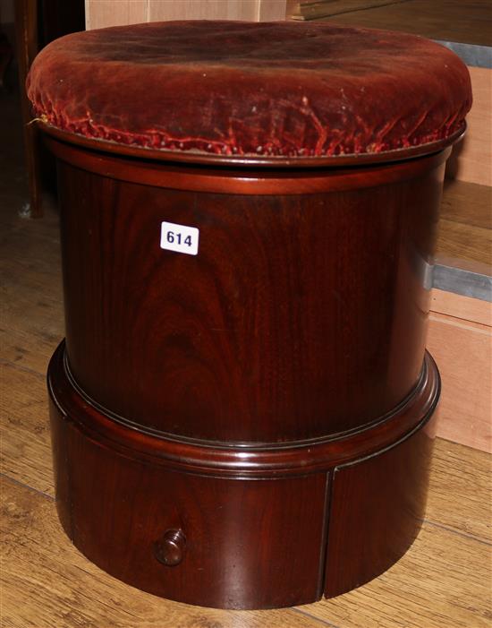 A circular mahogany commode by Gillows of Lancaster H.48cm